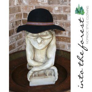 𝅺WORLD Market Black Wood Floppy Boho Hat One Size